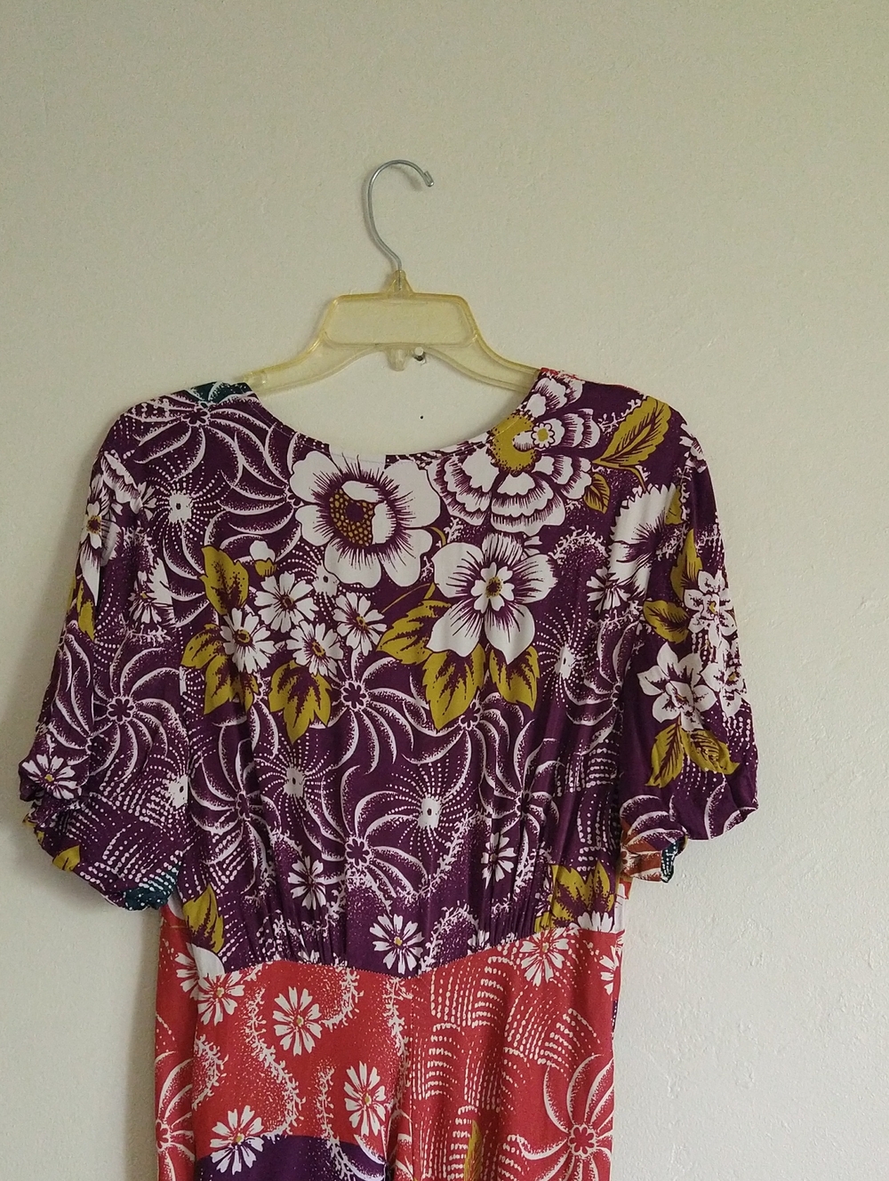 Anthropologie Multi-Color Floral V-Neck Asymmetrical Maxi Dress Size 12 - Picture 6 of 7